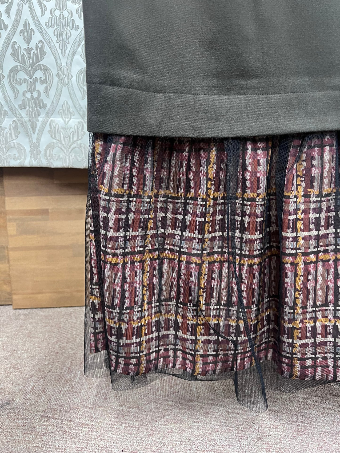 DOLLUPOOPS チュール×チェックプリントドッキングJSK