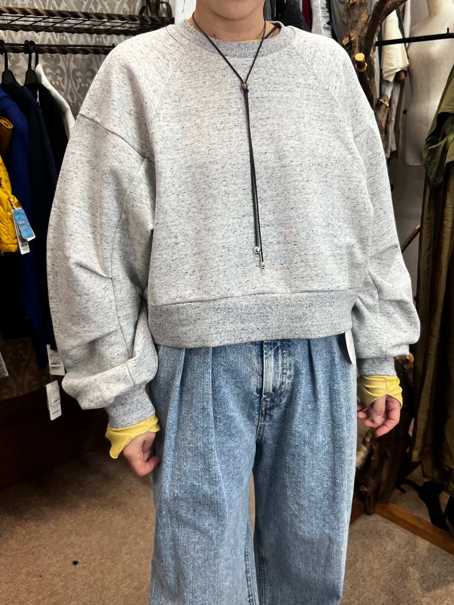 袖タックショートスウェット