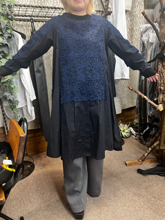 レース切替シャツチュニック