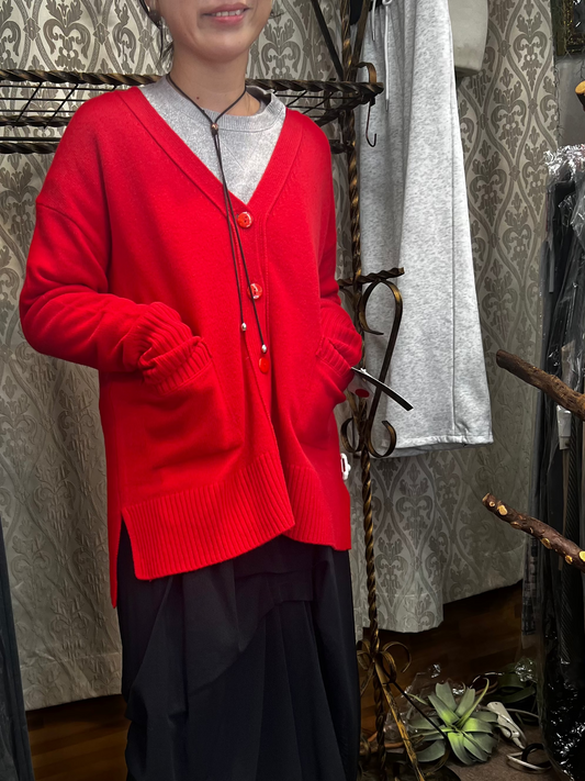 ウール100Vカーディガン