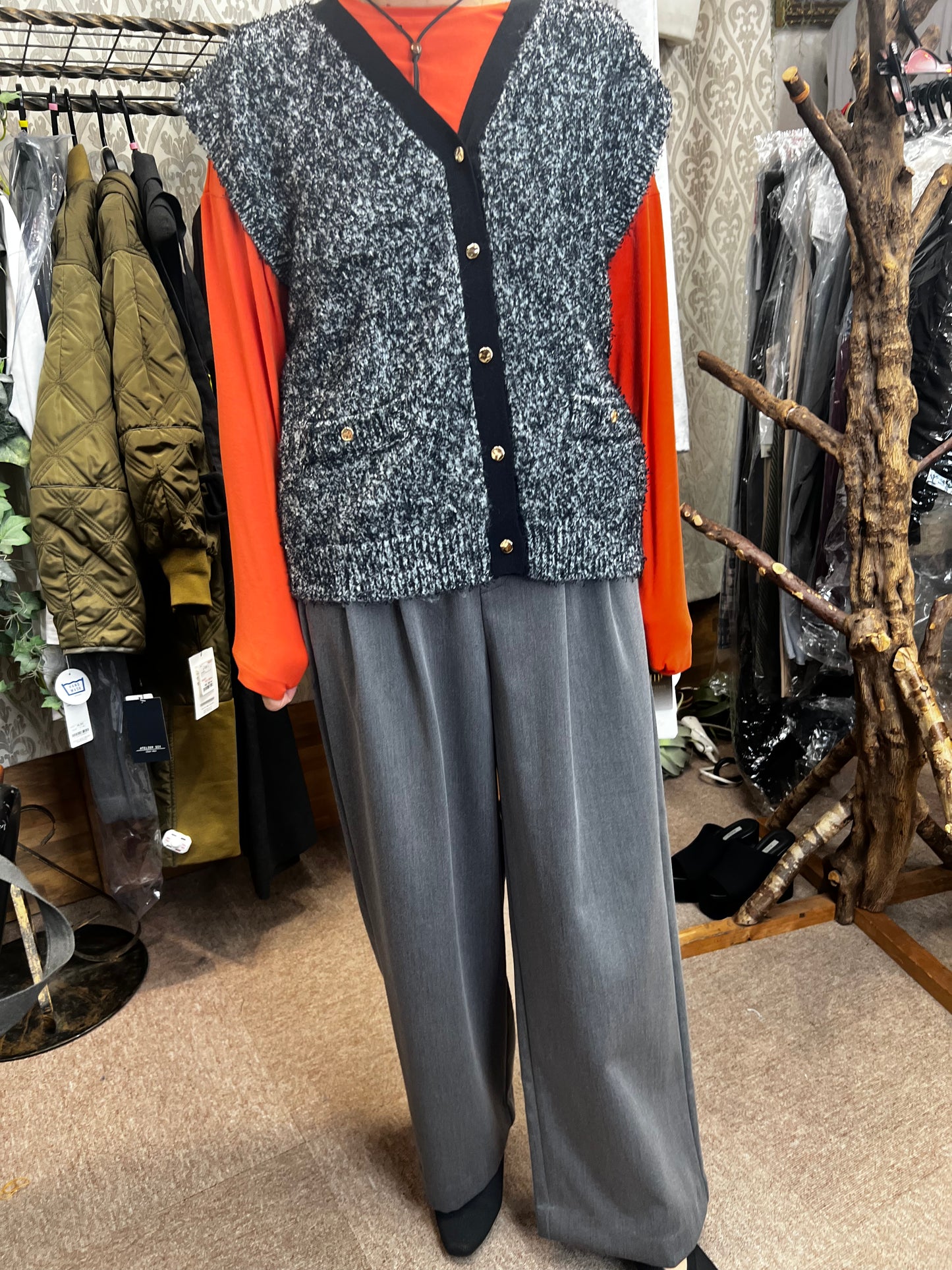 vingtrois ファンシーヤーン ツイード風ベスト