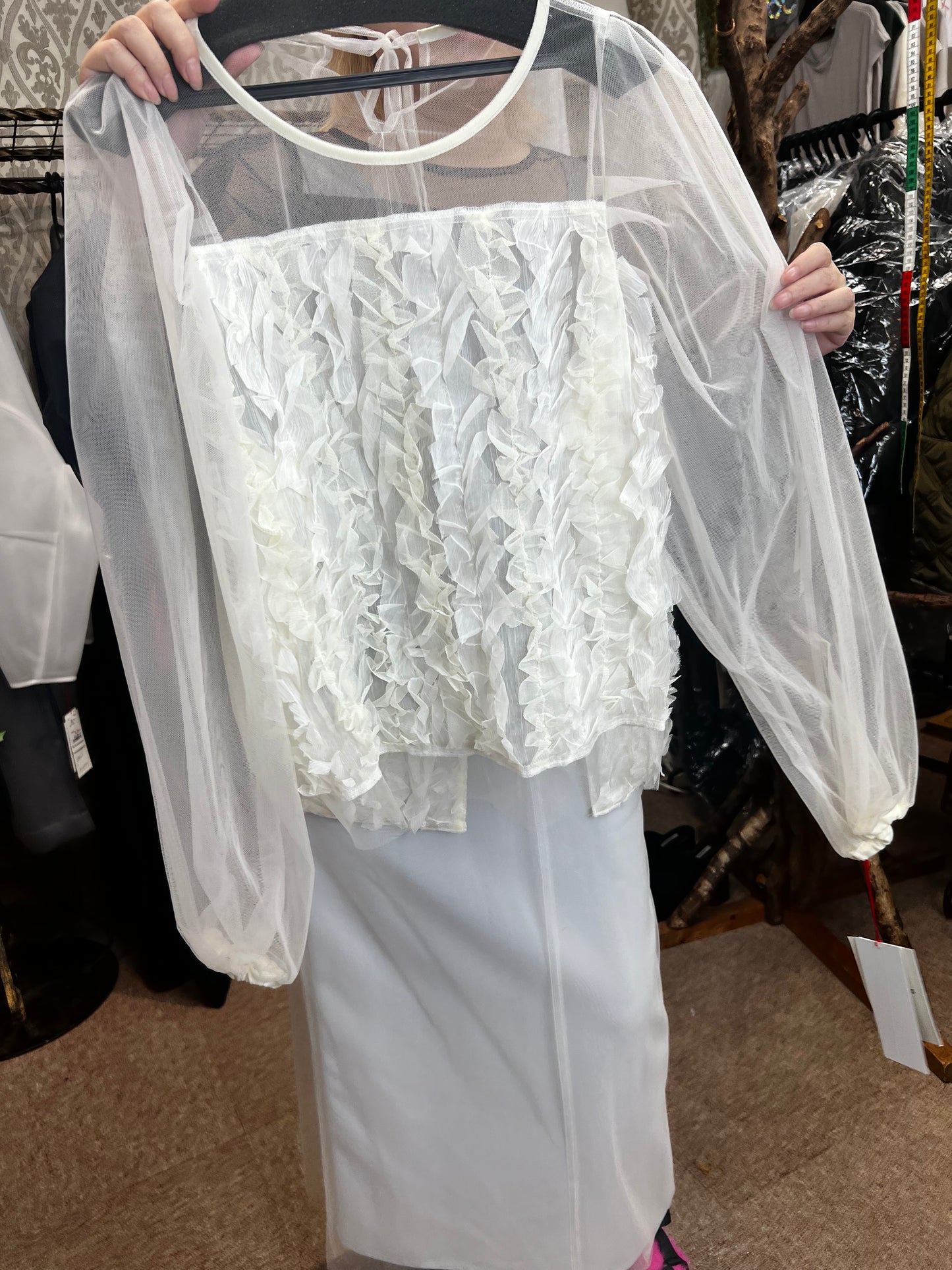 シースルーオーガンジーフリルトップス