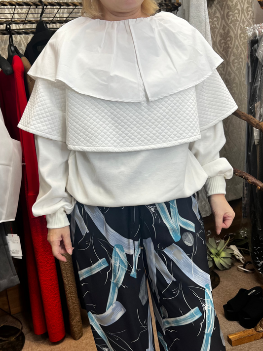 ビッグカラー裾ドロストトップス