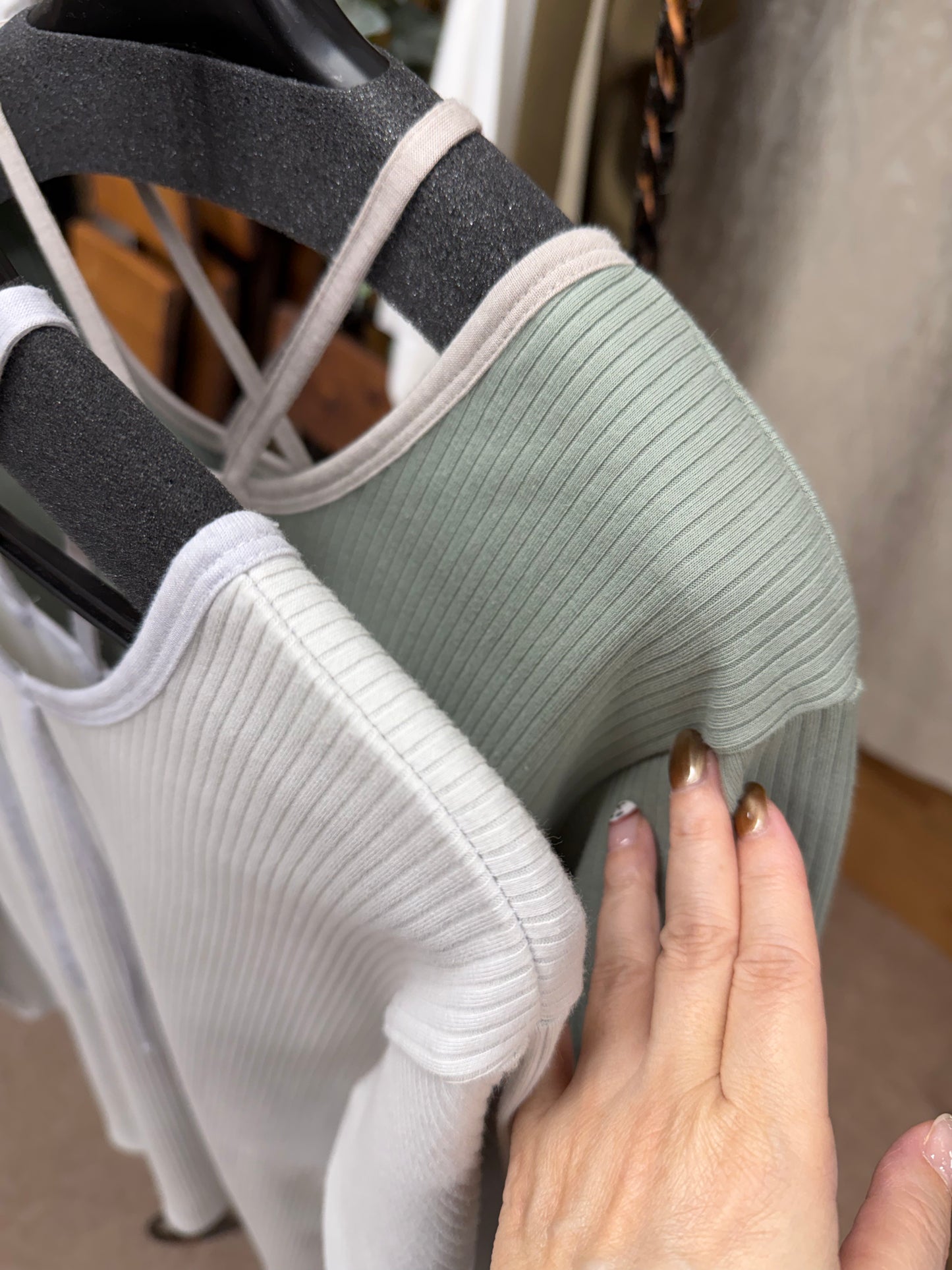 Eimee Low ネッククロス2wayリブトップス
