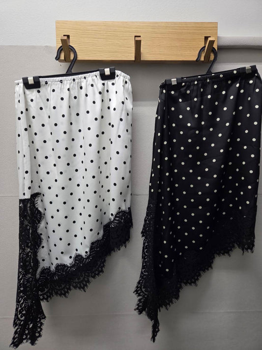裾レーススカートドット