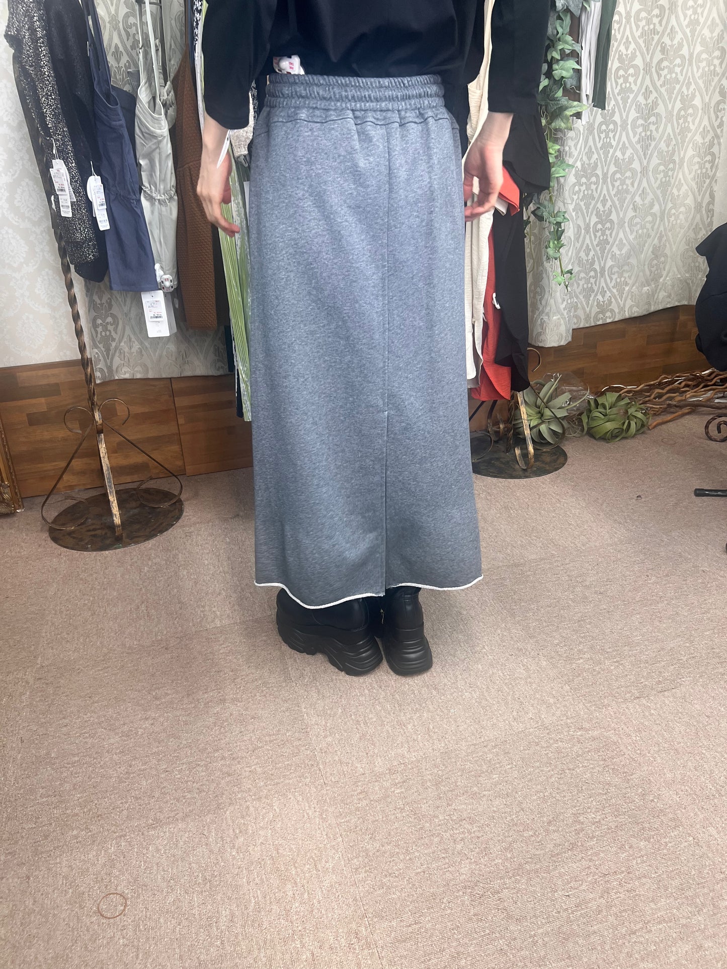 デニム×裏毛スカート