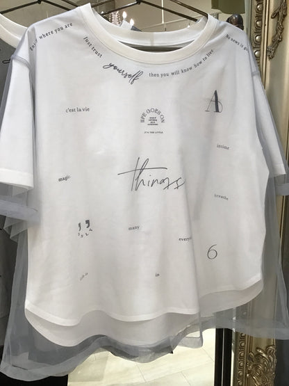 ☆Eimee Law チュールレイヤードランダムロゴTシャツ