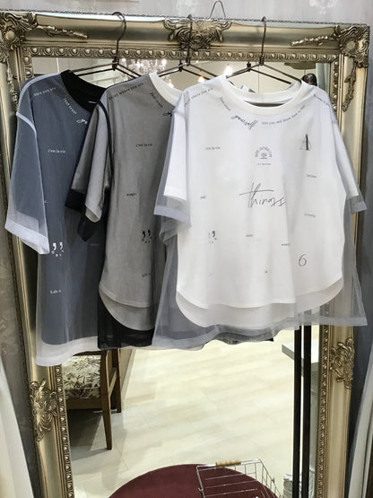 ☆Eimee Law チュールレイヤードランダムロゴTシャツ