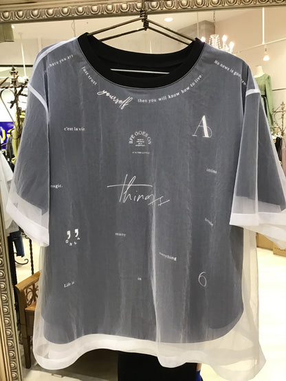 ☆Eimee Law チュールレイヤードランダムロゴTシャツ
