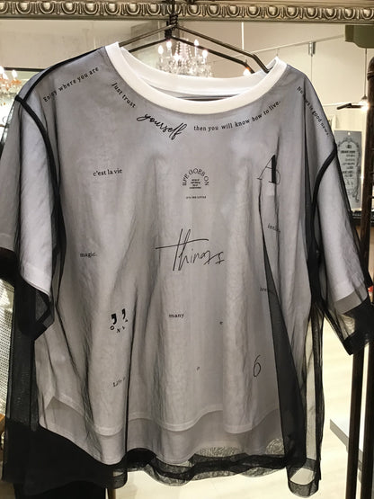 ☆Eimee Law チュールレイヤードランダムロゴTシャツ