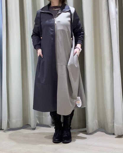 ◎【再入荷】配色切替ロングZIPUP